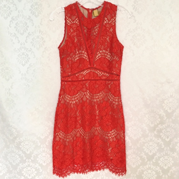 NWT H&M Red Lace Cut Out Sleeveless Short Dress - Picture 4 of 8